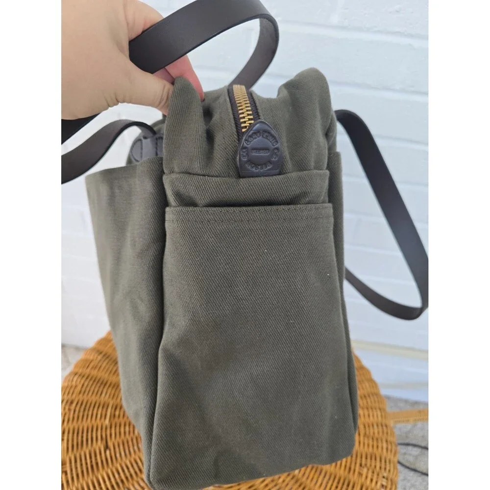 NWT FILSON RUGGED TWILL TOTE BAG WITH ZIPPER MADE IN USA OTTER GREEN